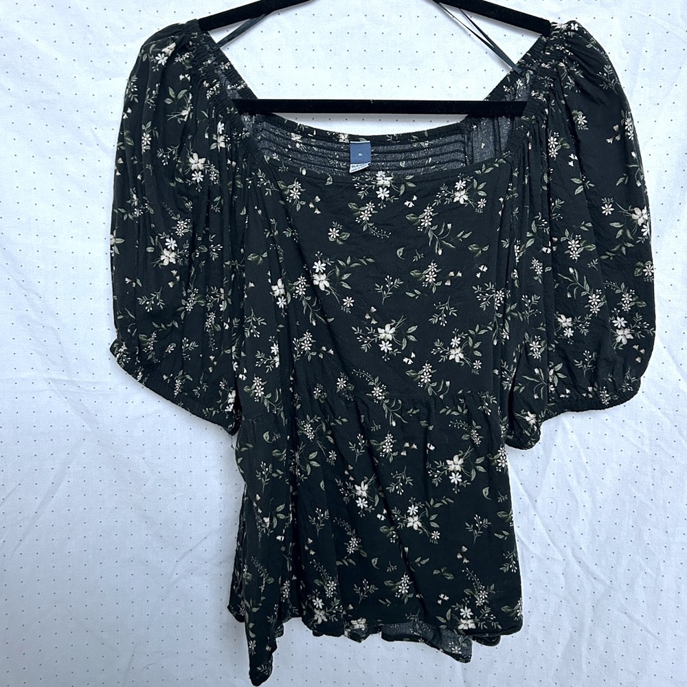 Green Floral Baby Doll Top